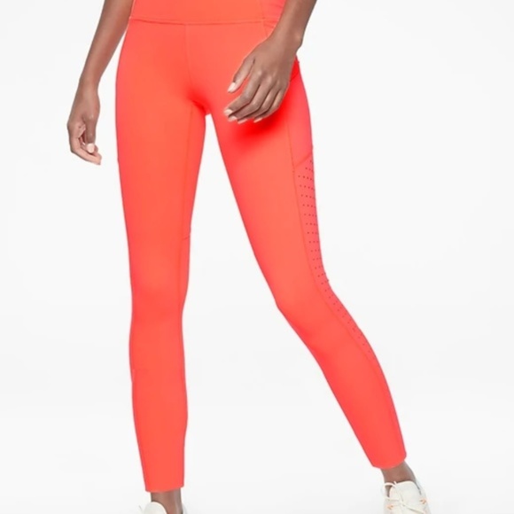 Athleta Pants - NWOT Athleta Neon Orange Laser Cut Leggings